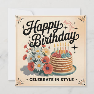 Vintage "Happy Birthday - Celebrate in Style" Card