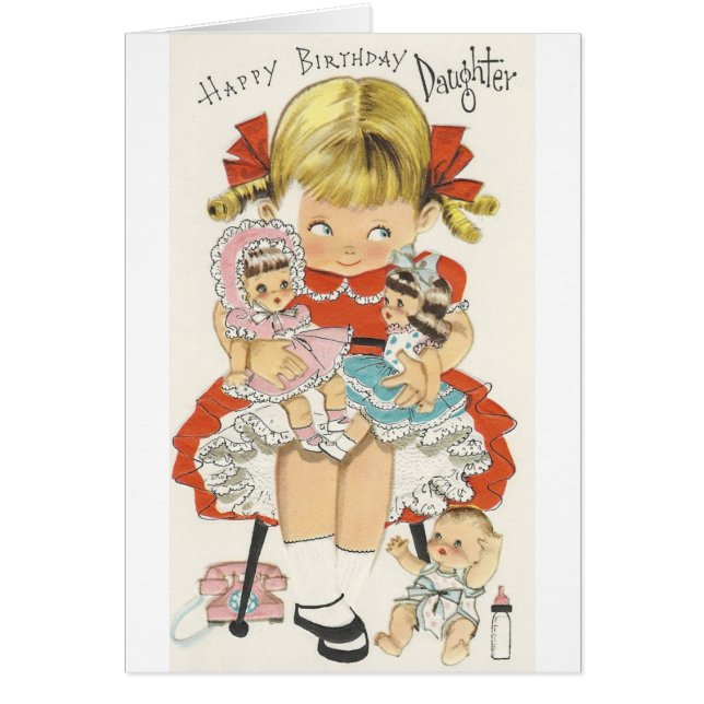 Vintage Happy Birthday Daughter With Dolls (Front)