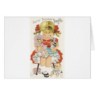 Vintage Happy Birthday Daughter With Dolls