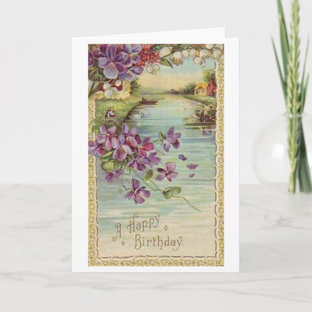 Vintage Happy Birthday Greeting Card (Front)