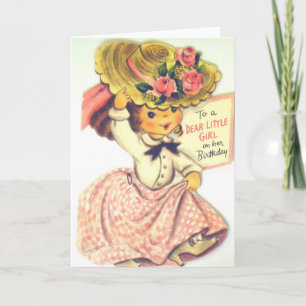 Vintage Happy Birthday Little Girl Card
