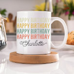 Vintage Happy Birthday Mug for Mom, Girl & Grandma<br><div class="desc">Celebrate with timeless charm! This Vintage Happy Birthday mug is a sweet and thoughtful gift for women, girls, moms, grandmas, and kids. Perfect as a birthday favour or keepsake they’ll use and treasure year-round. Classic, cute, and personal! vintage birthday mug, happy birthday mug, birthday mug for women, birthday mug for...</div>