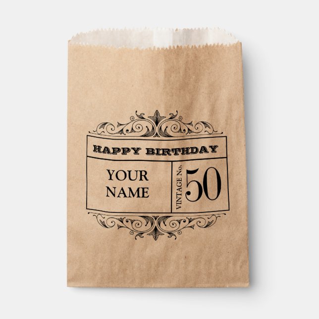 Vintage Happy Birthday Party  Favour Bag (Front)
