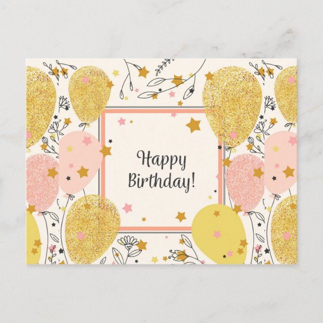 Vintage Happy Birthday Postcard (Front)
