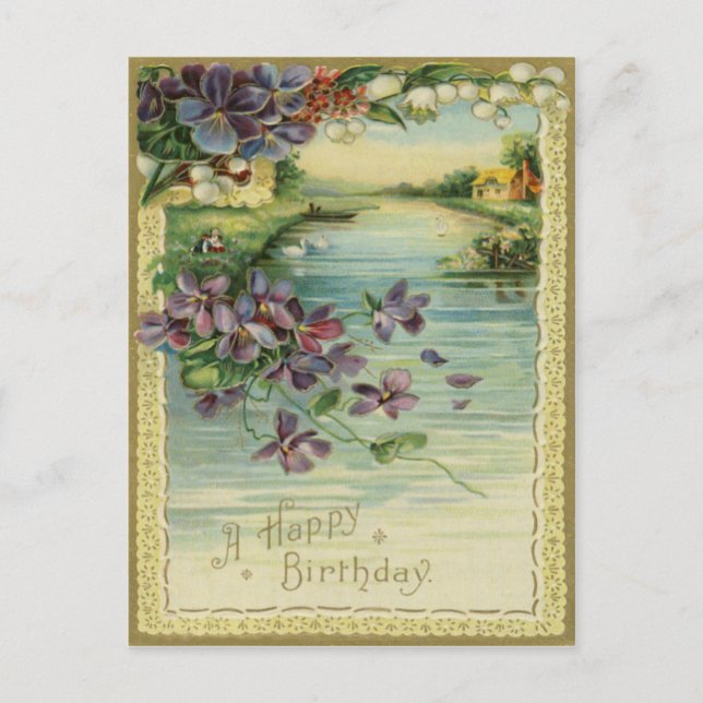 Vintage Happy Birthday Postcard (Front)