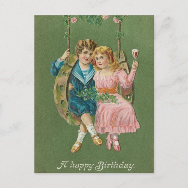 Vintage Happy Birthday Postcard 1900s (Front)