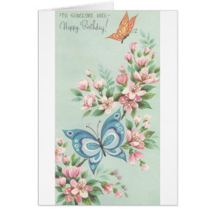 Vintage Happy Birthday With Butterflies
