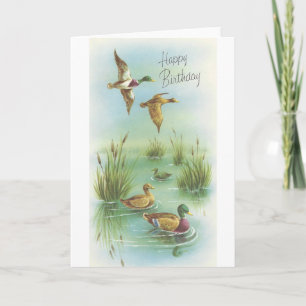 Vintage Happy Birthday With Ducks Card