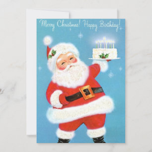 Vintage Happy Christmas Birthday Santa Holiday Card
