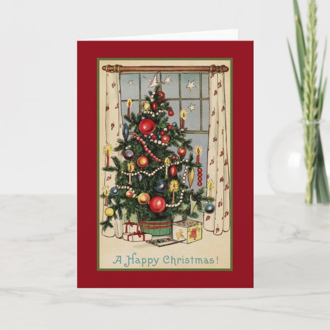Vintage Happy Christmas Holiday Tree (Front)