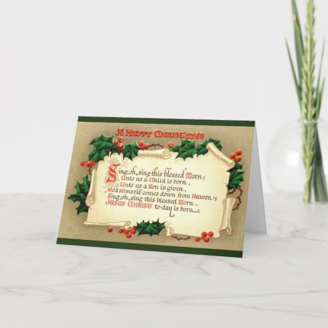 Vintage Happy Christmas Religious Greeting Card (Front)