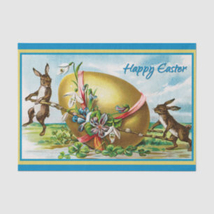 Vintage Happy Easter Bunny Rabbits Easter Eggs Tissue Paper