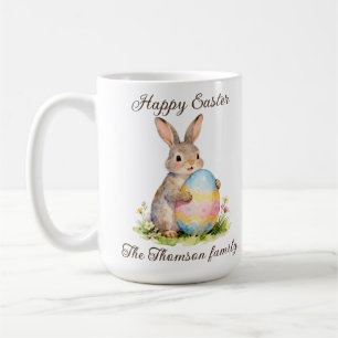 Vintage Happy Easter Bunny with Egg Family  Coffee Mug