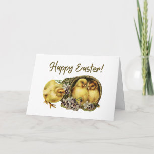 Vintage Happy Easter Chicken Folded Greeting Card