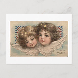 Vintage Happy Easter Pair of Cherubs Postcard