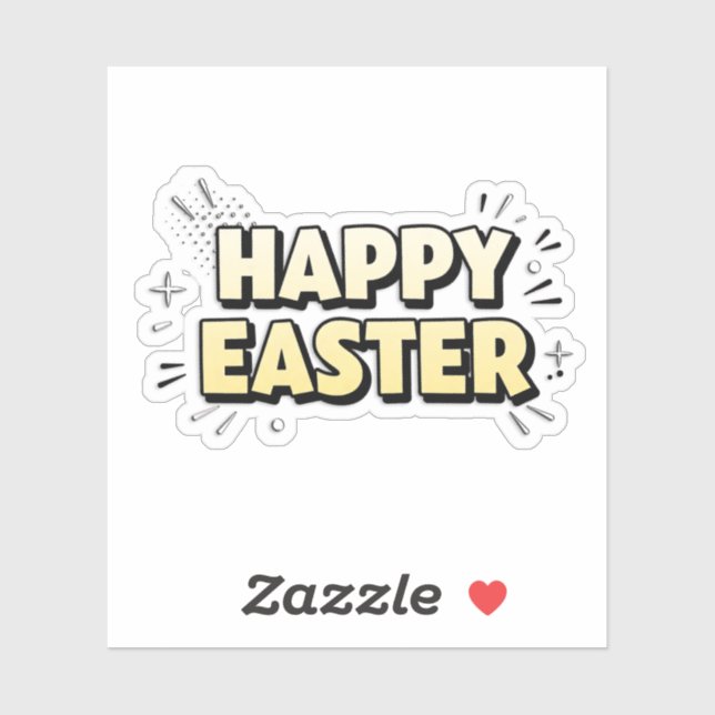 Vintage Happy Easter Typographic Sticker (Sheet)