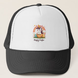 Vintage Happy Easter Unicorn Rainbow Egg Cute Kids Trucker Hat