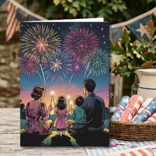 Vintage Happy Fourth of July with Custom Message  Card