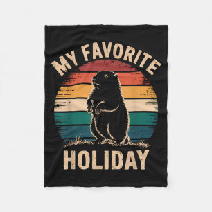 Vintage Happy Groundhog Day 2025 Funny Woodchuck G Fleece Blanket
