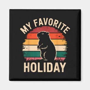 Vintage Happy Groundhog Day 2025 Funny Woodchuck Magnet