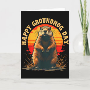 Vintage Happy Groundhog Day 2025 Funny Woodchuck S Card