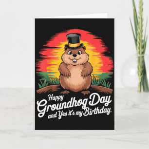 Vintage Happy Groundhog Day Yes Its My Birthday Card