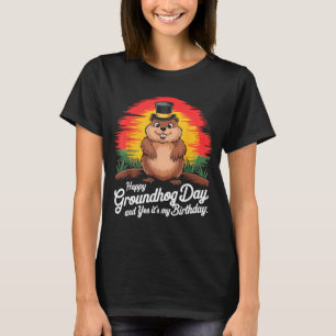 Vintage Happy Groundhog Day Yes Its My Birthday  T-Shirt