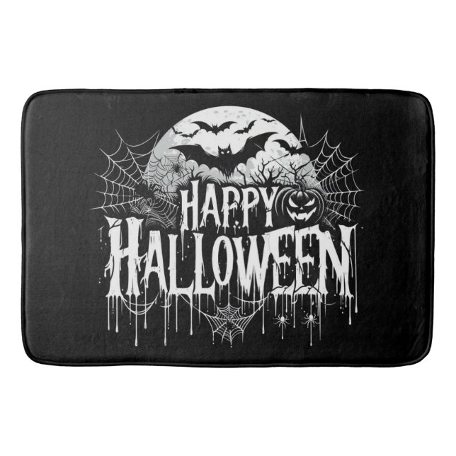 Vintage happy Halloween art Bath Mat (Front)