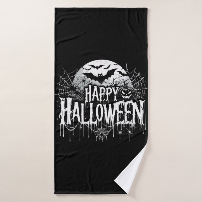 Vintage happy Halloween art Bath Towel (Bath Towel)