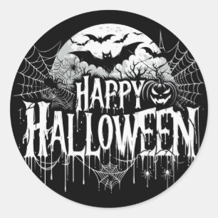 Vintage happy Halloween art Classic Round Sticker