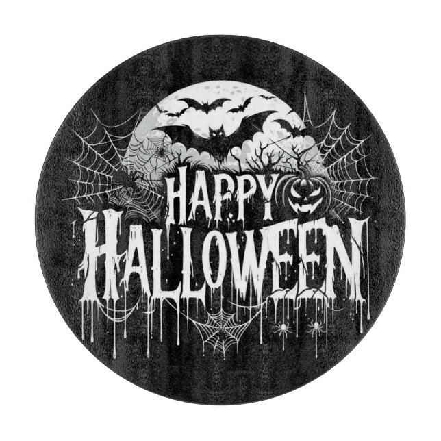 Vintage happy Halloween art Cutting Board (Front)