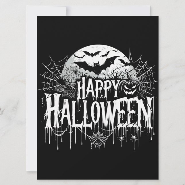 Vintage happy Halloween art Holiday Card (Front)