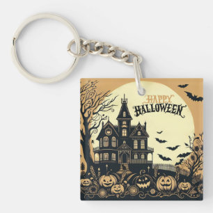 Vintage happy Halloween art Keychain