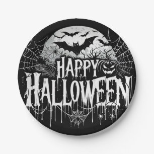 Vintage happy Halloween art Paper Plate