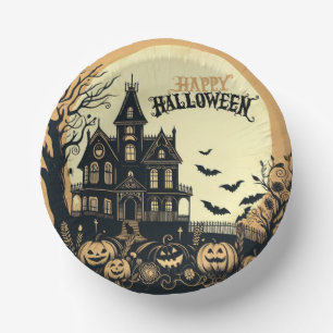 Vintage happy Halloween art Paper Plate