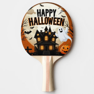 Vintage happy Halloween art Ping Pong Paddle