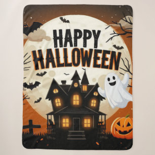 Vintage happy Halloween art Sherpa Blanket
