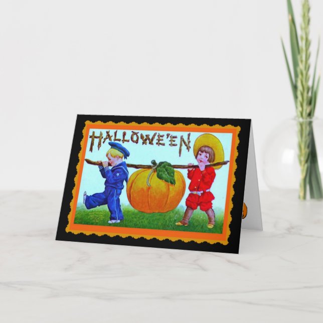 Vintage Happy Halloween Citrouille - Carte Hallowe (Devant)