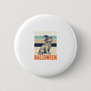Vintage Happy Halloween Dog Witch Hat Shirt Design 2 Inch Round Button