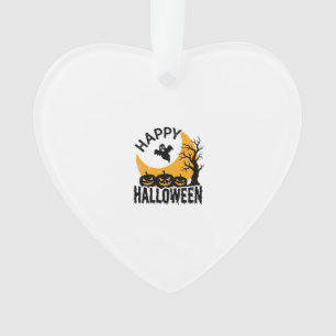 Vintage Happy Halloween Ghost Pumpkin Shirt Design Ornament