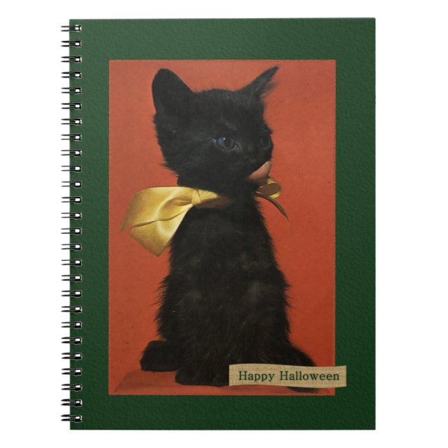 Vintage Happy Halloween Kitten Journal (Devant)