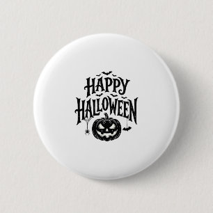Vintage Happy Halloween Pumpkin Bat Shirt Design_1 2 Inch Round Button