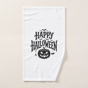 Vintage Happy Halloween Pumpkin Bat Shirt Design_1 Hand Towel