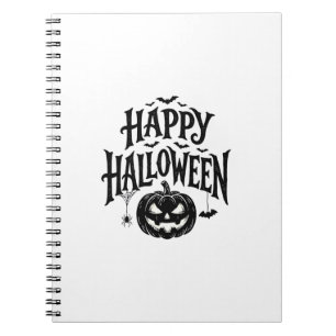 Vintage Happy Halloween Pumpkin Bat Shirt Design_1 Notebook