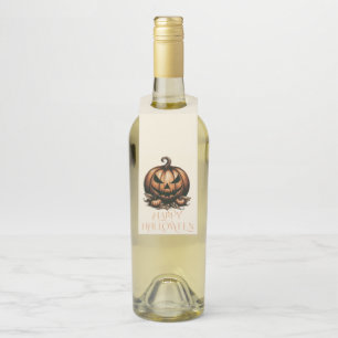 Vintage happy Halloween pumpkin Bottle Tag