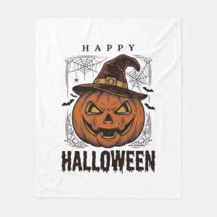 Vintage Happy Halloween Pumpkin Engraving Design_1 Fleece Blanket