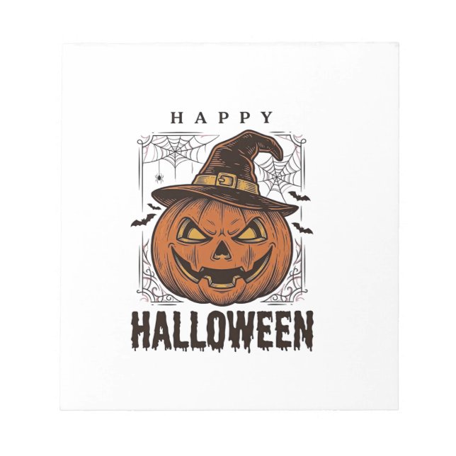 Vintage Happy Halloween Pumpkin Engraving Design_1 Notepad (Front)