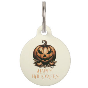 Vintage happy Halloween pumpkin Pet Tag