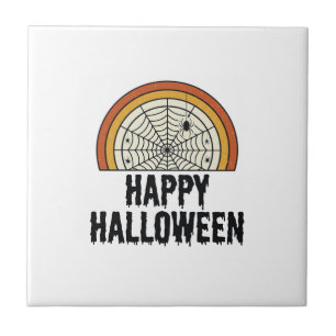 Vintage Happy Halloween Spider Web Vector Design_1 Tile