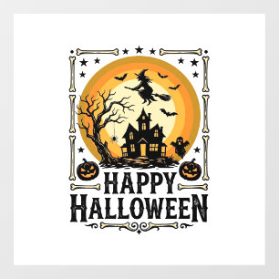 Vintage Happy Halloween Witch Moon Shirt Design_1 Window Cling
